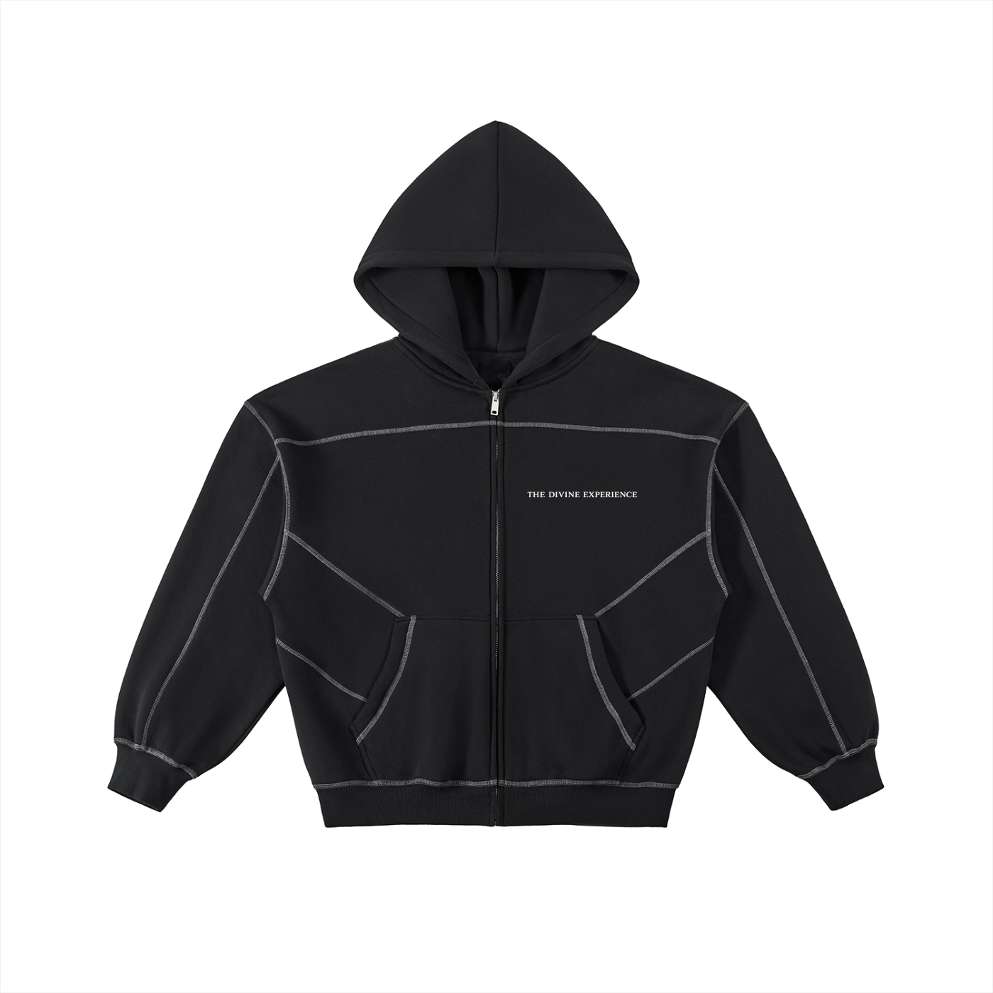 VISION BOARD Contrast-Stitched Boxy Fleece Zip Hoodie