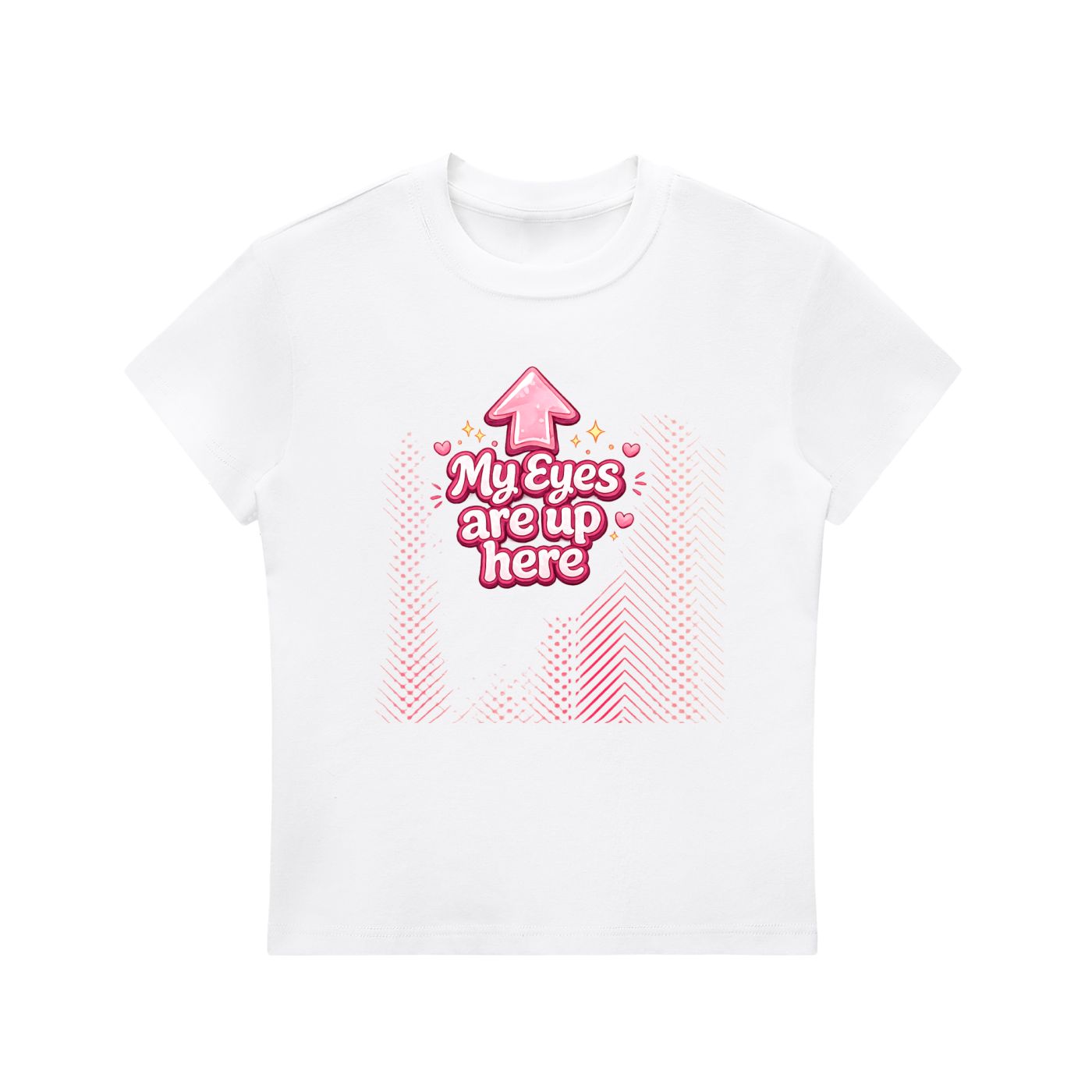 MY EYES ARE UP HERE Essential Bodycon Crewneck T-Shirt
