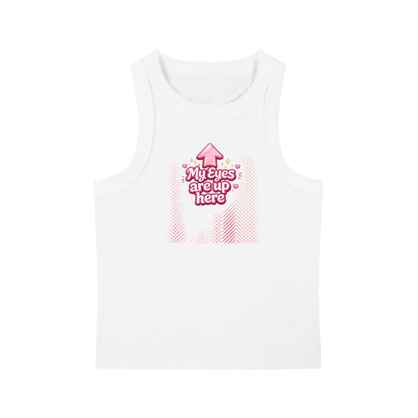 MY EYES ARE UP HERE Snow Washed Tank Top