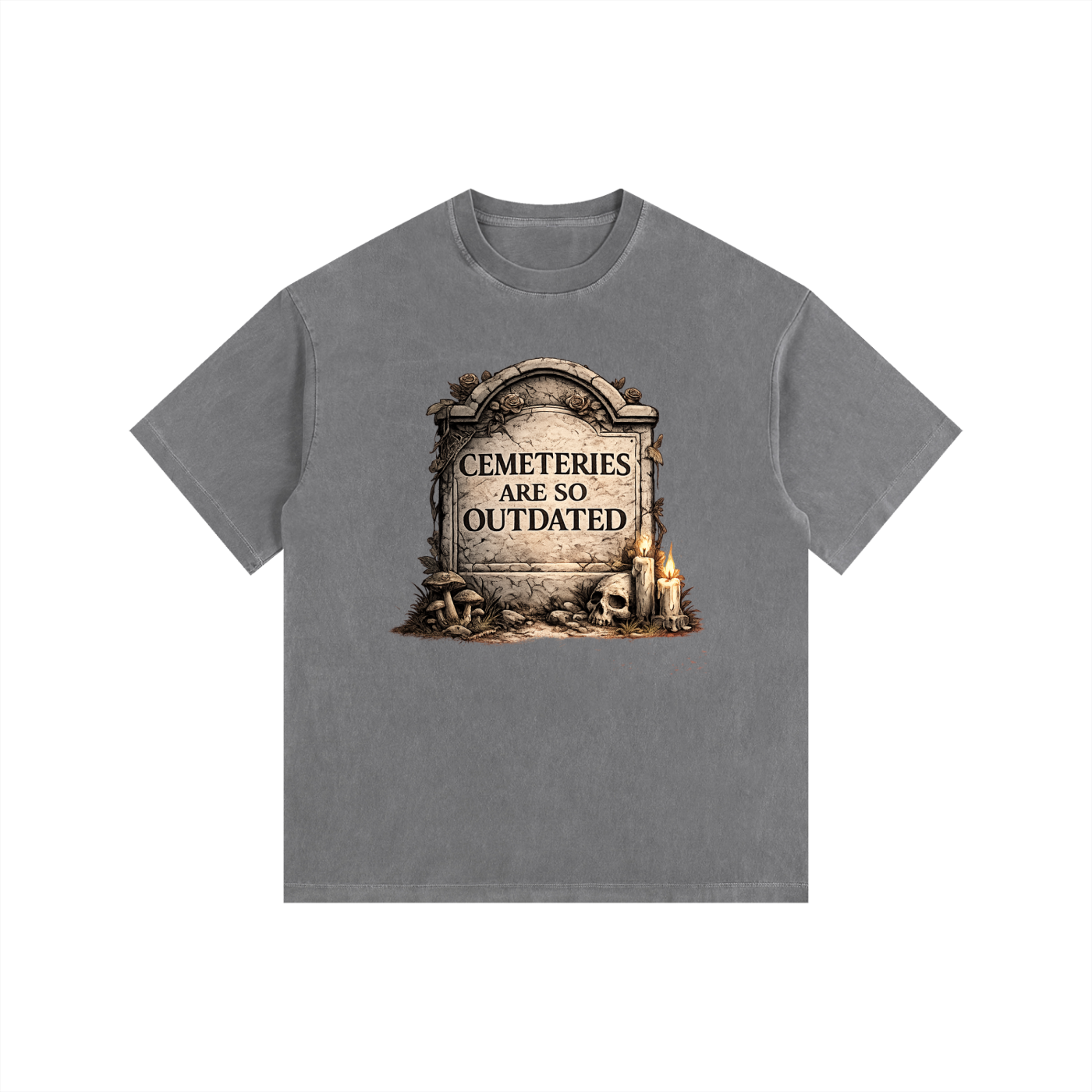CEMETERIES ARE SO OUTDATED Vintage Washed Oversized Cotton T-Shirt