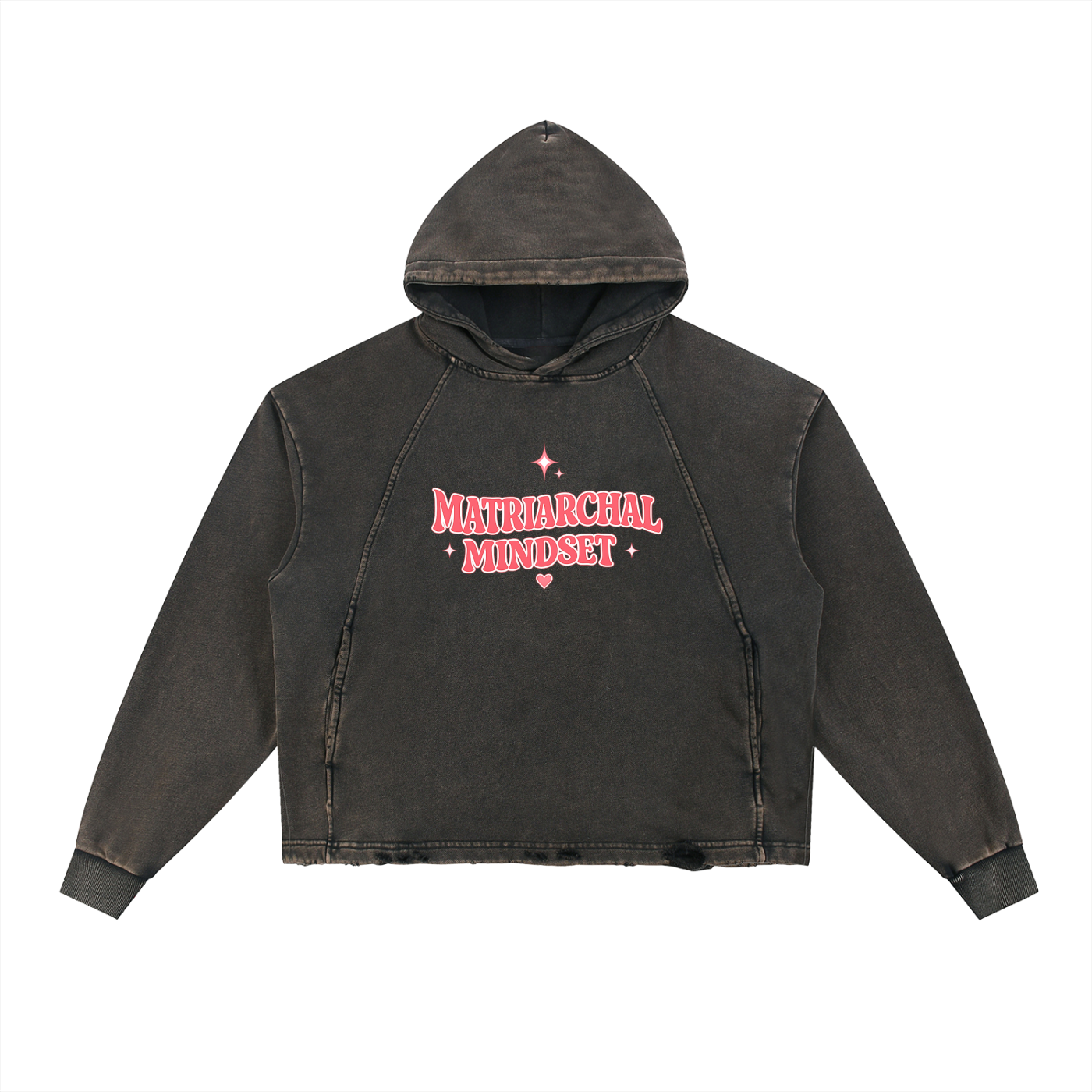 MATRIARCHAL MINDSET Vintage Washed Frayed-Hem Hoodie