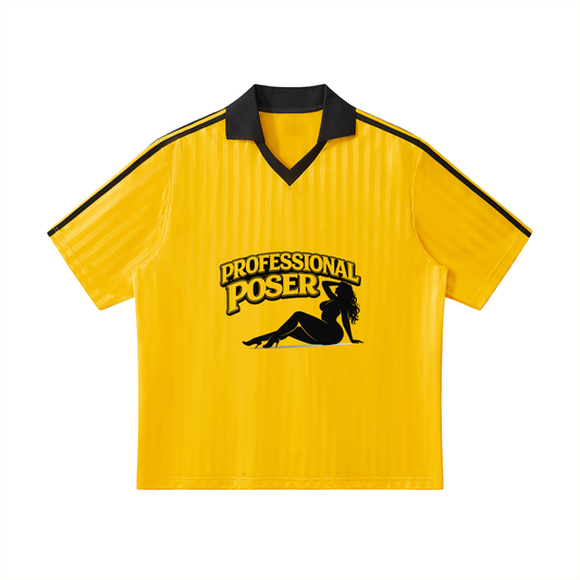 PROFESSIONAL POSER Contrast Collar Striped Soccer Jersey