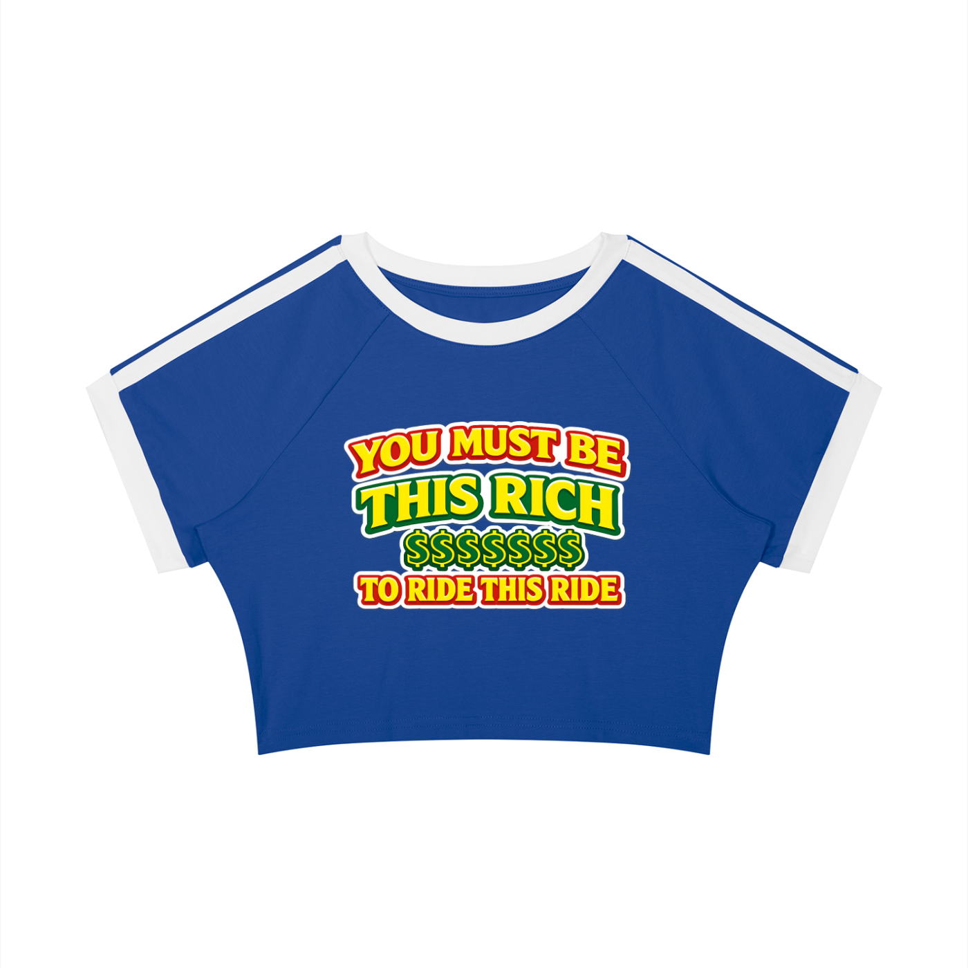 YOU MUST ME BE THIS TO RIDE THIS RIDE Women’s Raglan Crop T-Shirt