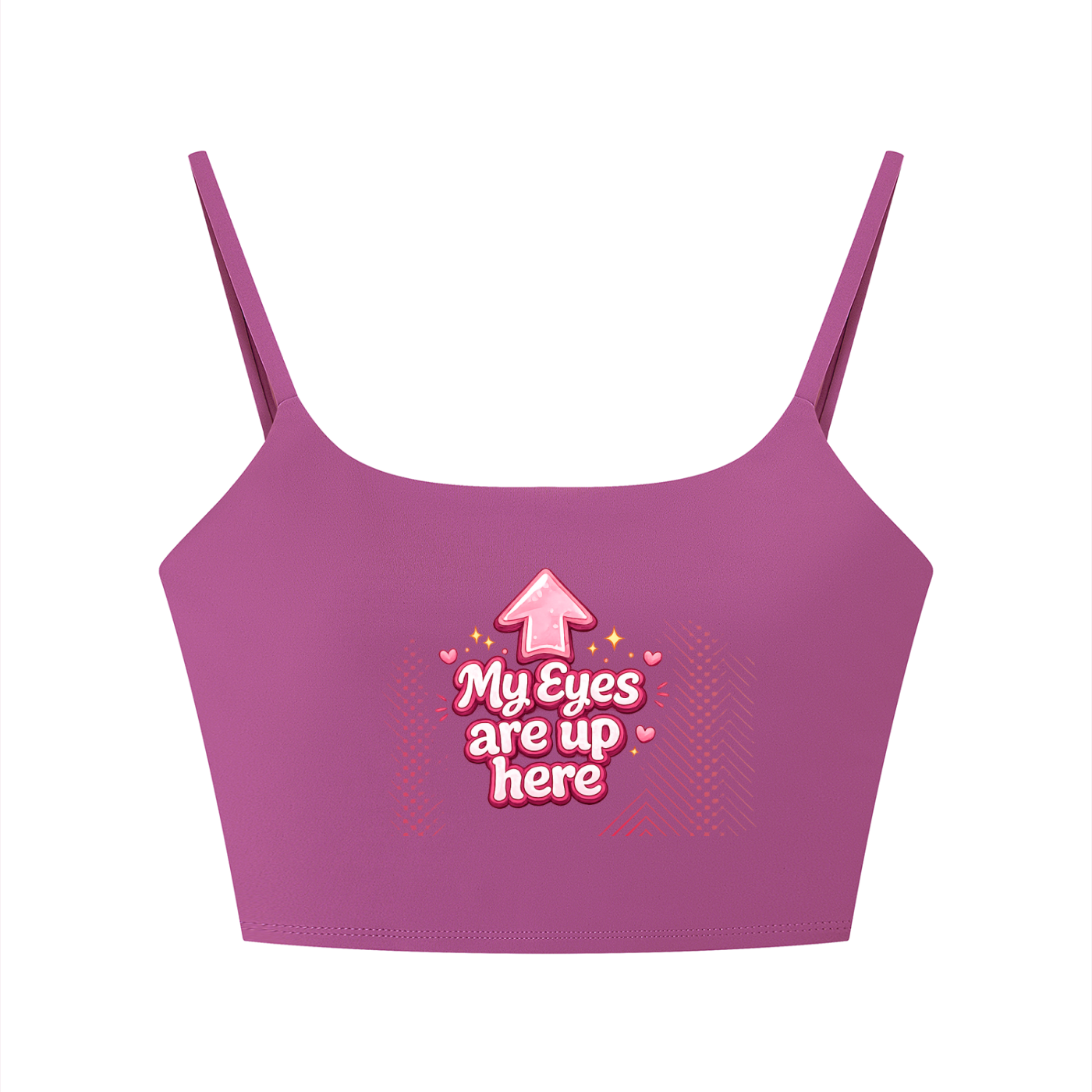MY EYES ARE UP HERE Women's Solid Color Sports Bra