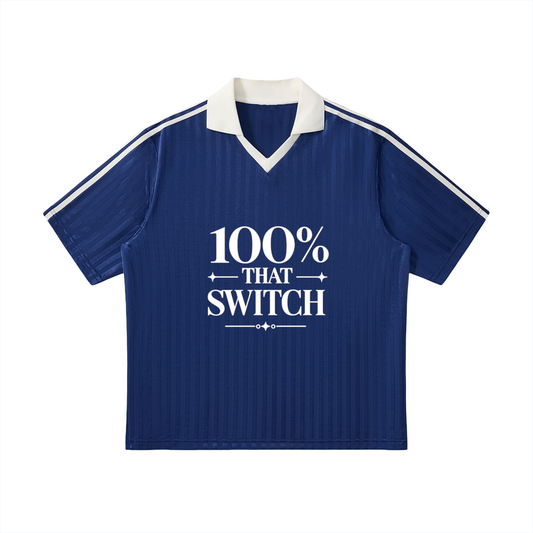 100% THAT SWITCH Contrast Collar Striped Soccer Jersey