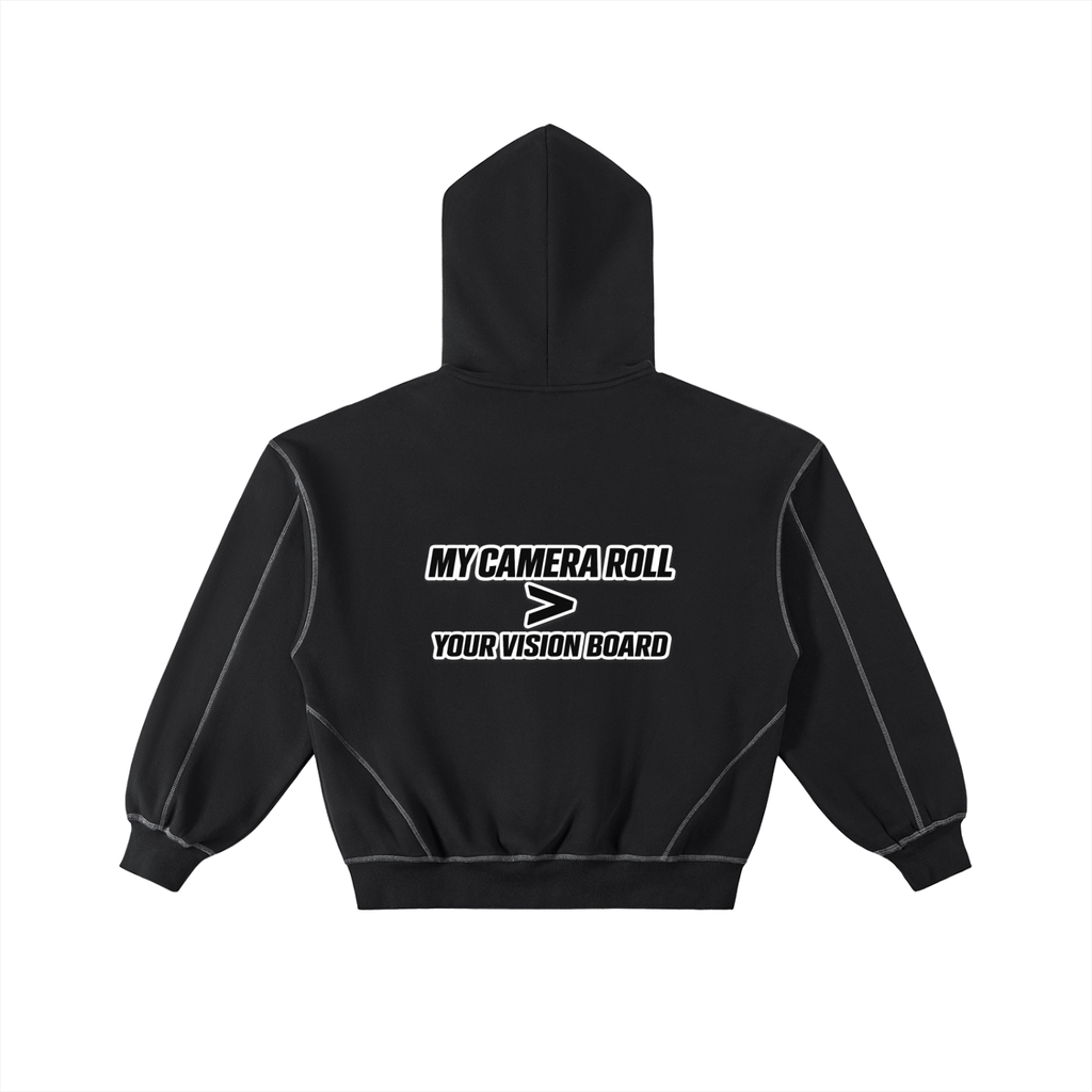 VISION BOARD Contrast-Stitched Boxy Fleece Zip Hoodie