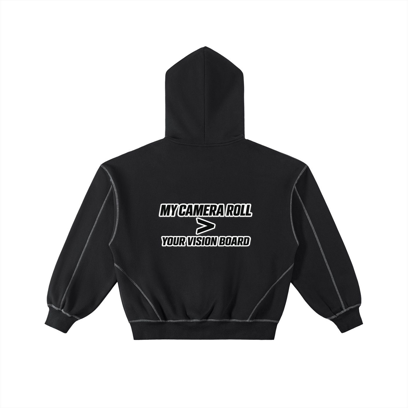 VISION BOARD Contrast-Stitched Boxy Fleece Zip Hoodie
