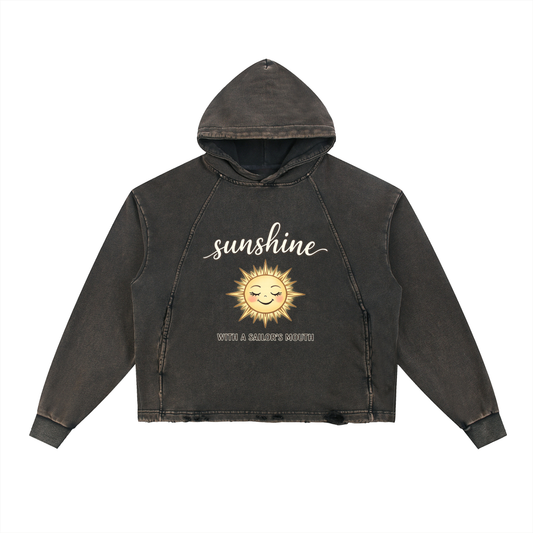 SUNSHINE Vintage Washed Frayed-Hem Hoodie