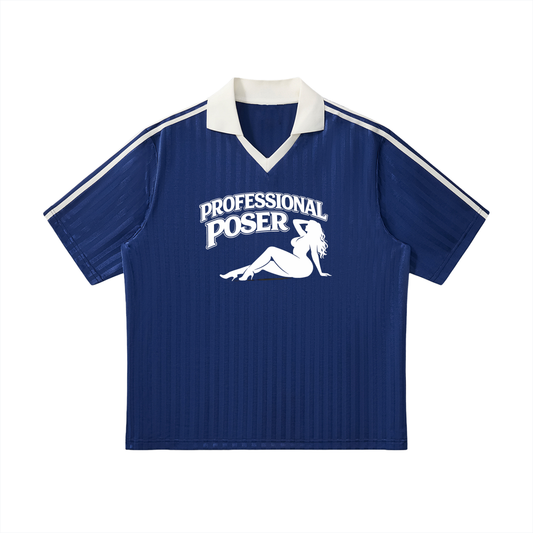PROFESSIONAL POSER Contrast Collar Striped Soccer Jersey