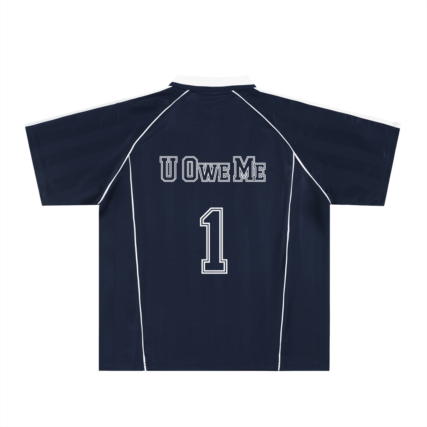 U OWE ME 1 Shadow Stripe Collared Soccer Jersey