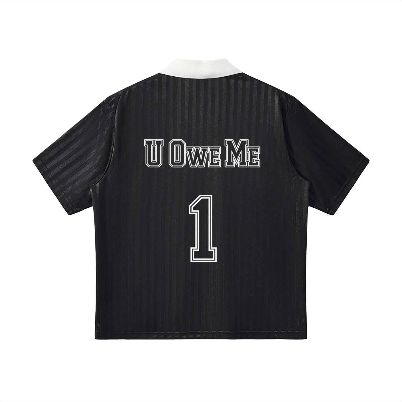 U OWE ME 1 Contrast Collar Striped Soccer Jersey