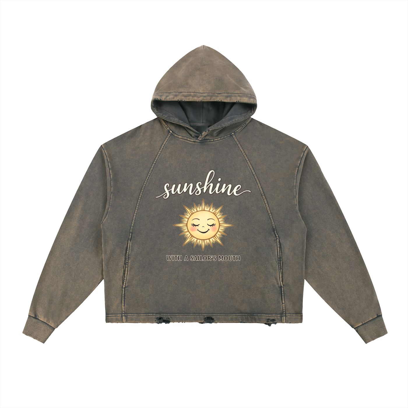 SUNSHINE Vintage Washed Frayed-Hem Hoodie