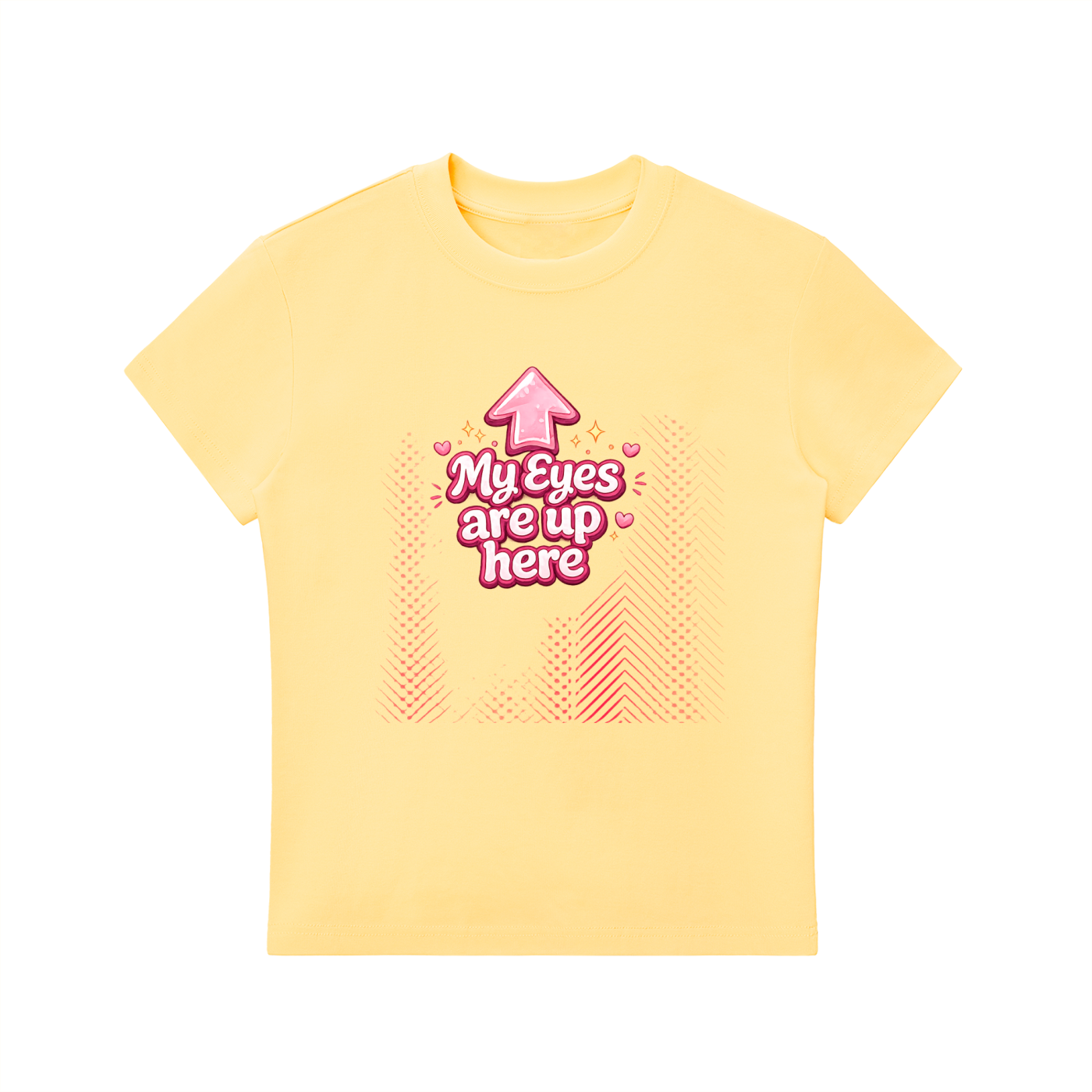 MY EYES ARE UP HERE Essential Bodycon Crewneck T-Shirt