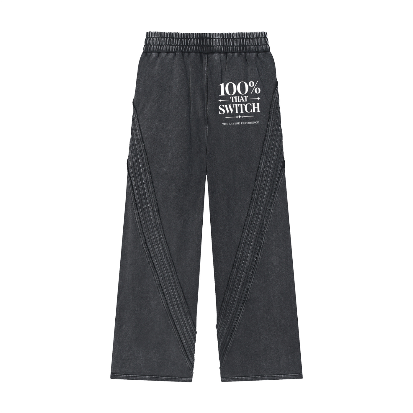 100% THAT SWITCH Snow Washed Tape Raw Edge Sweatpants