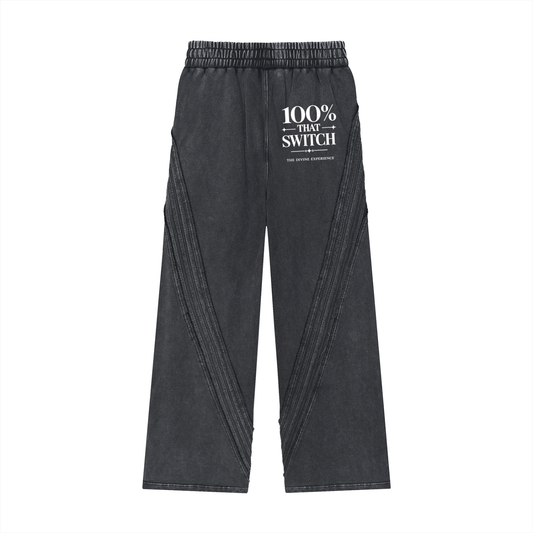 100% THAT SWITCH Snow Washed Tape Raw Edge Sweatpants