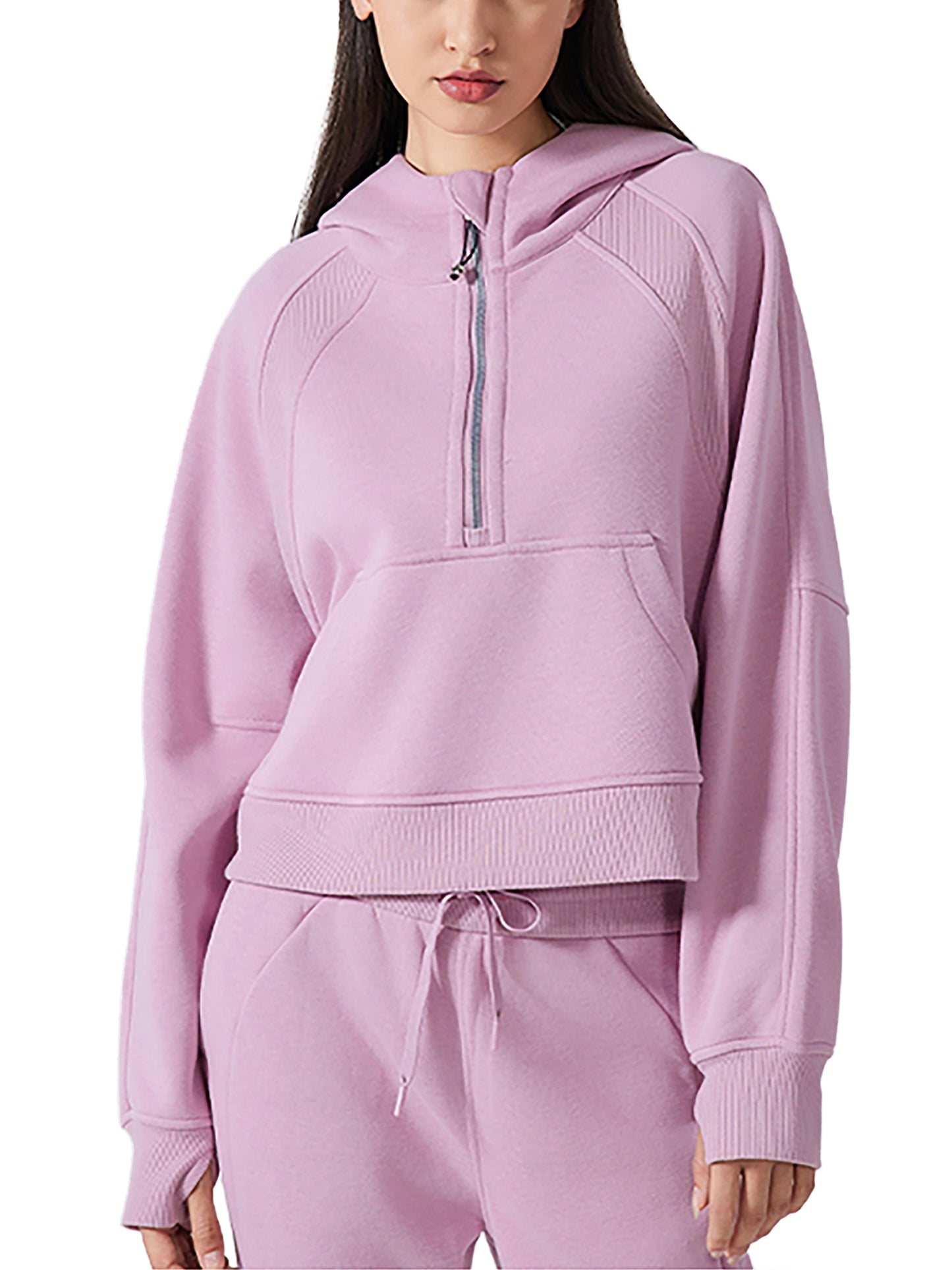 DIVINE EXPERIENCE Cropped Half-Zip Hoodie