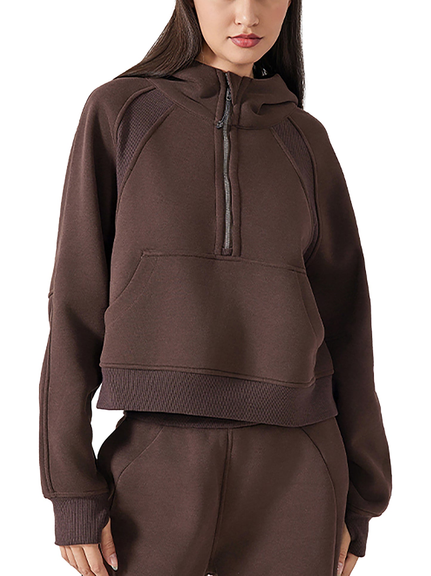 DIVINE EXPERIENCE Cropped Half-Zip Hoodie