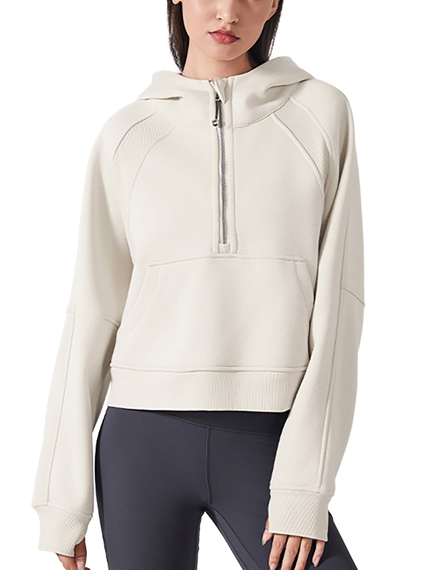 DIVINE EXPERIENCE Cropped Half-Zip Hoodie