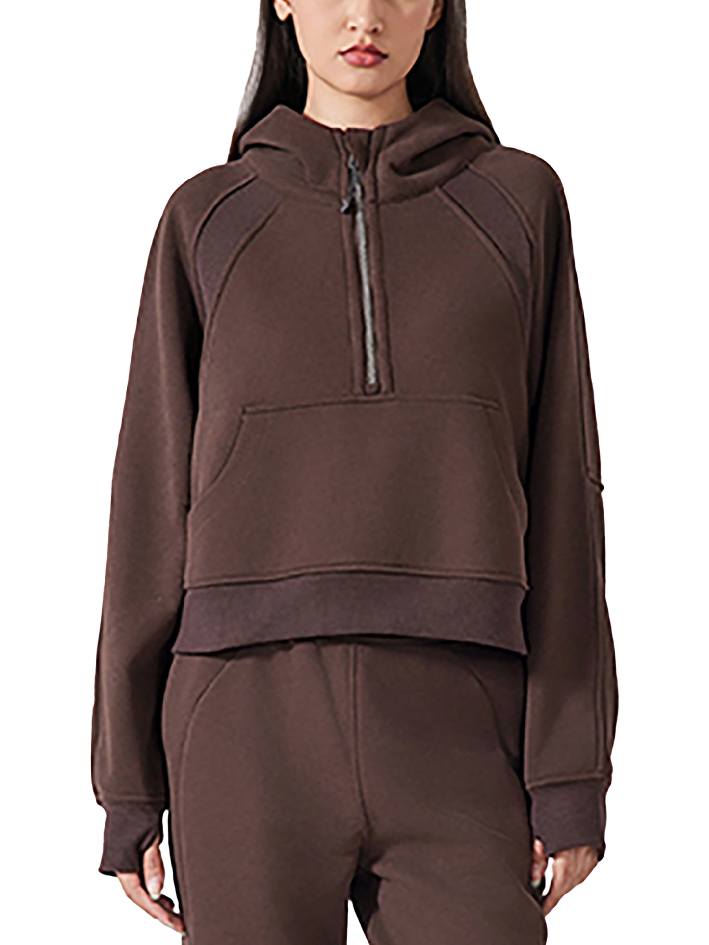 DIVINE EXPERIENCE Cropped Half-Zip Hoodie