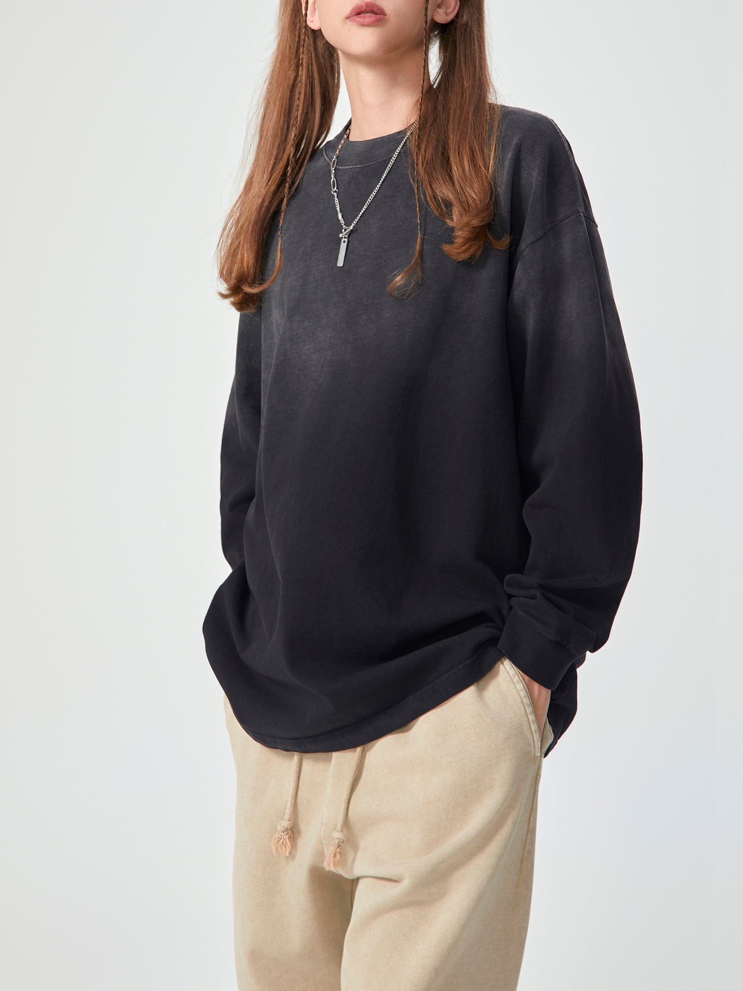 MATRIARCHAL MINDSET Gradient Washed Long Sleeve T-Shirt