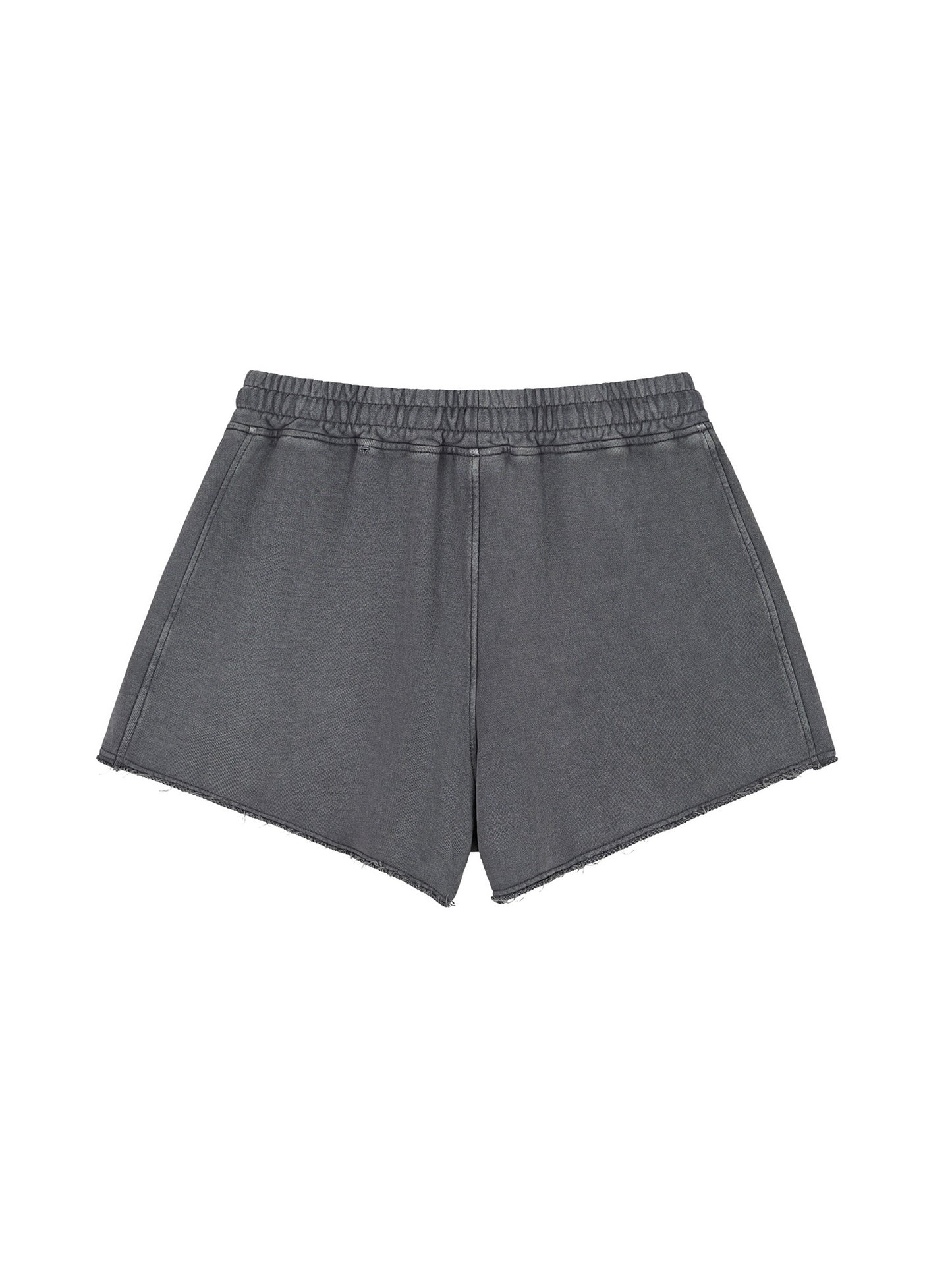 INTRUSIVE THOT Snow Washed Raw Edge Drawstring Shorts