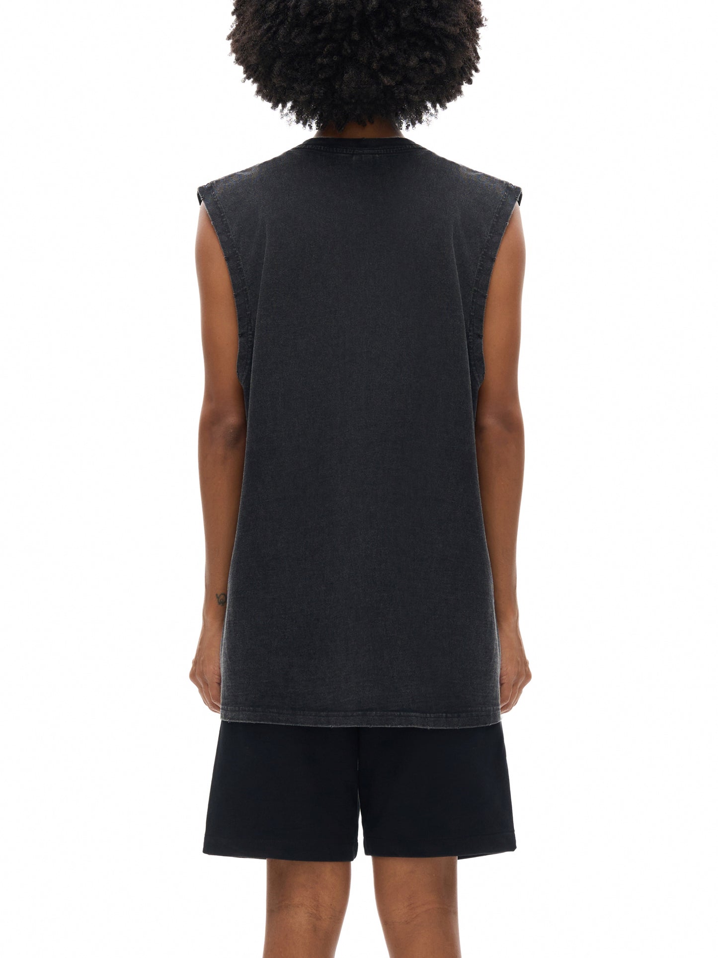PROFESSIONAL POSER Snow Washed Frayed Hem Tank Top