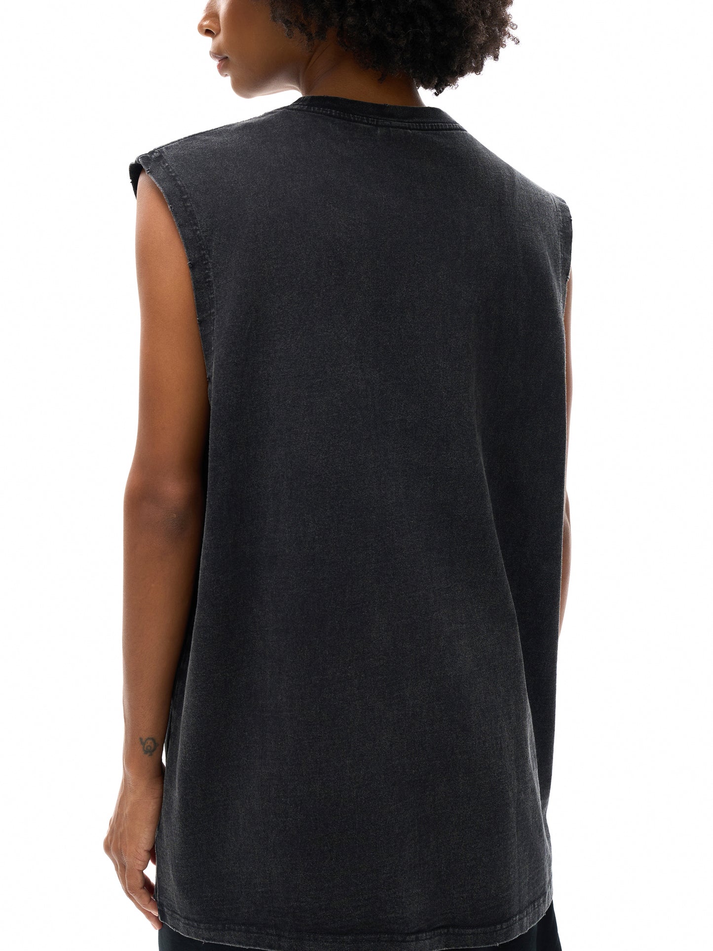 PROFESSIONAL POSER Snow Washed Frayed Hem Tank Top