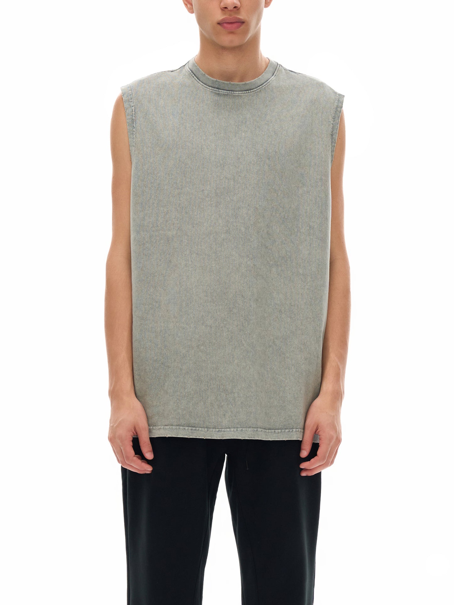 PROFESSIONAL POSER Snow Washed Frayed Hem Tank Top