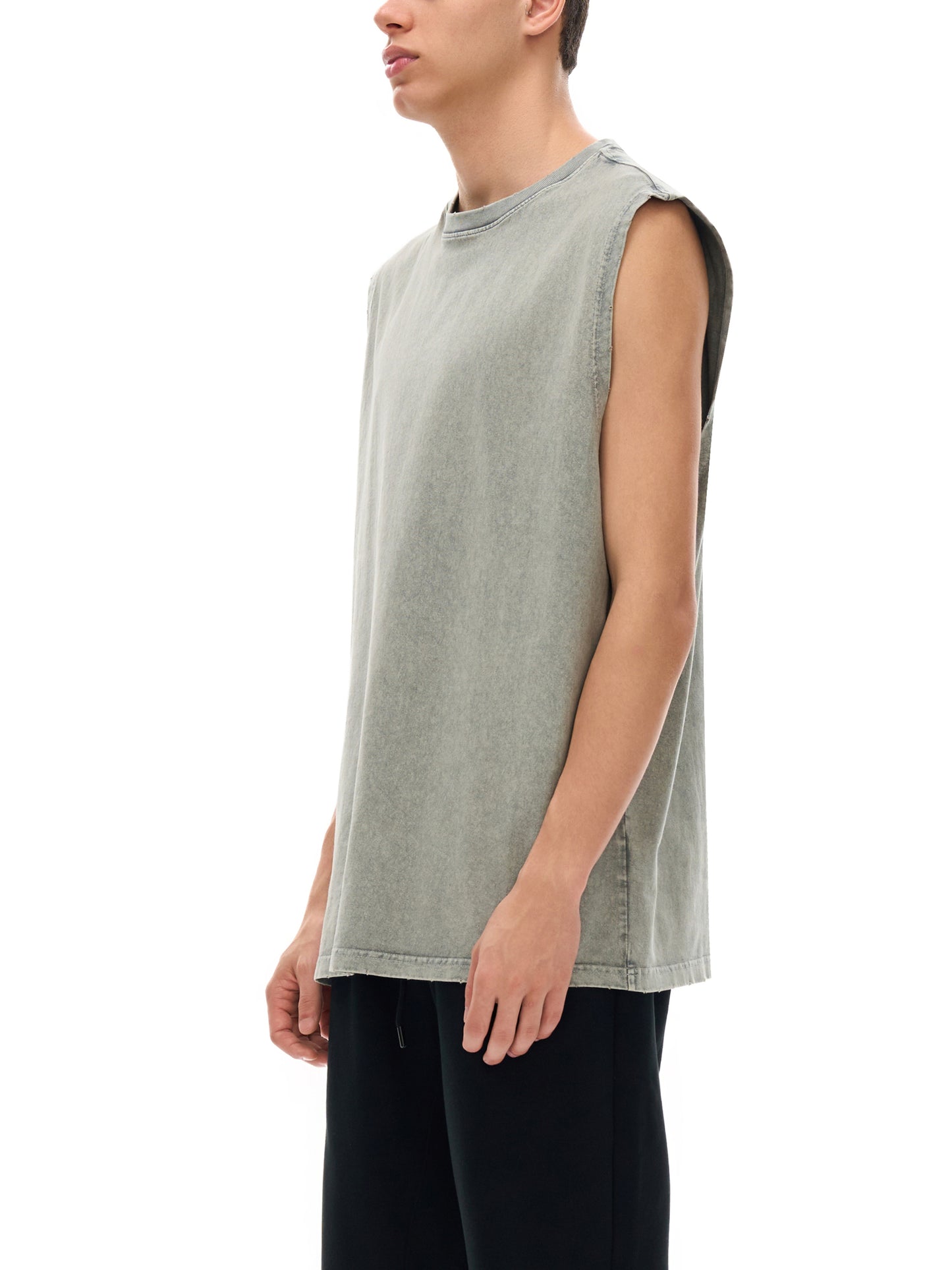 PROFESSIONAL POSER Snow Washed Frayed Hem Tank Top