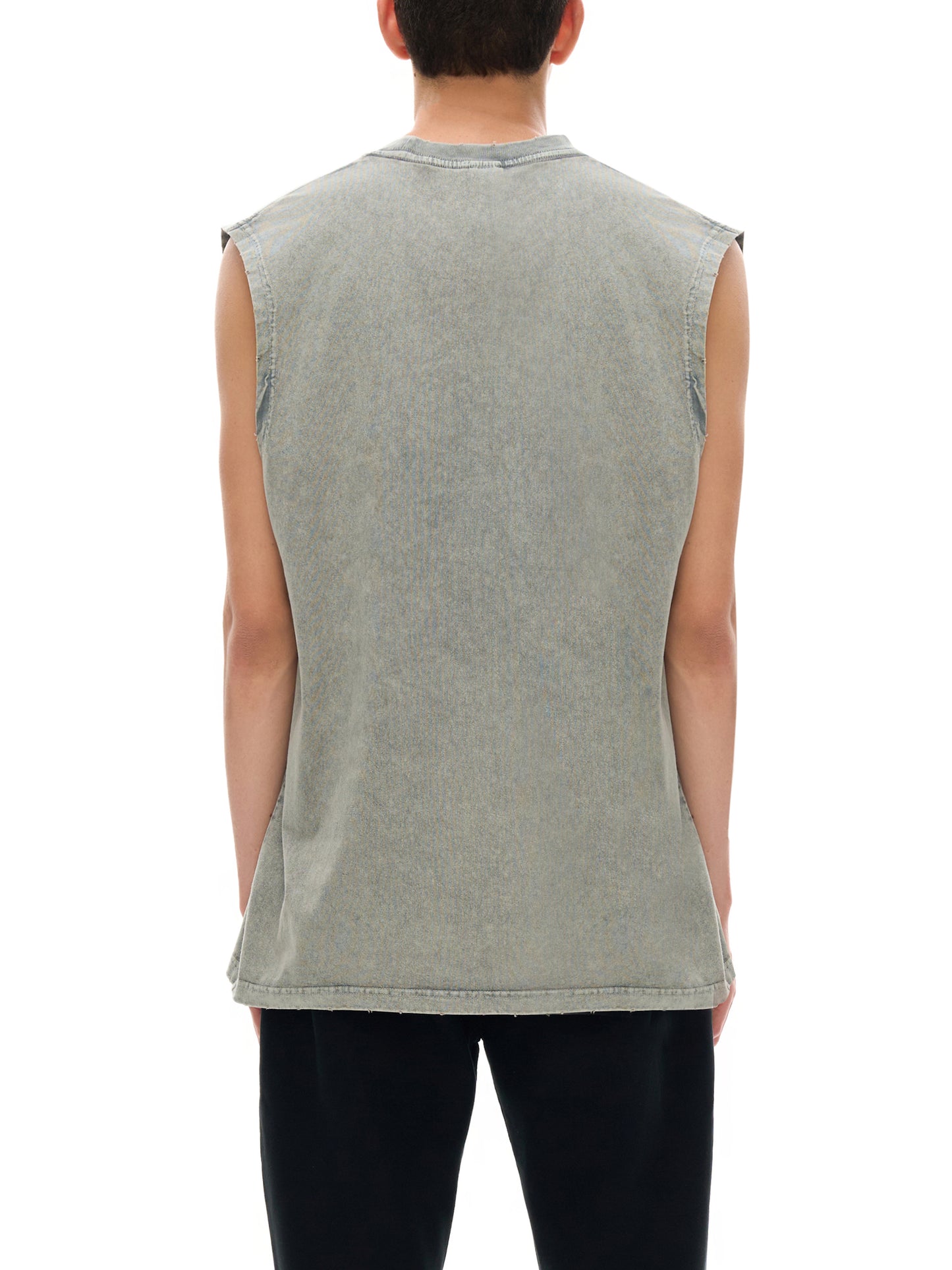 PROFESSIONAL POSER Snow Washed Frayed Hem Tank Top