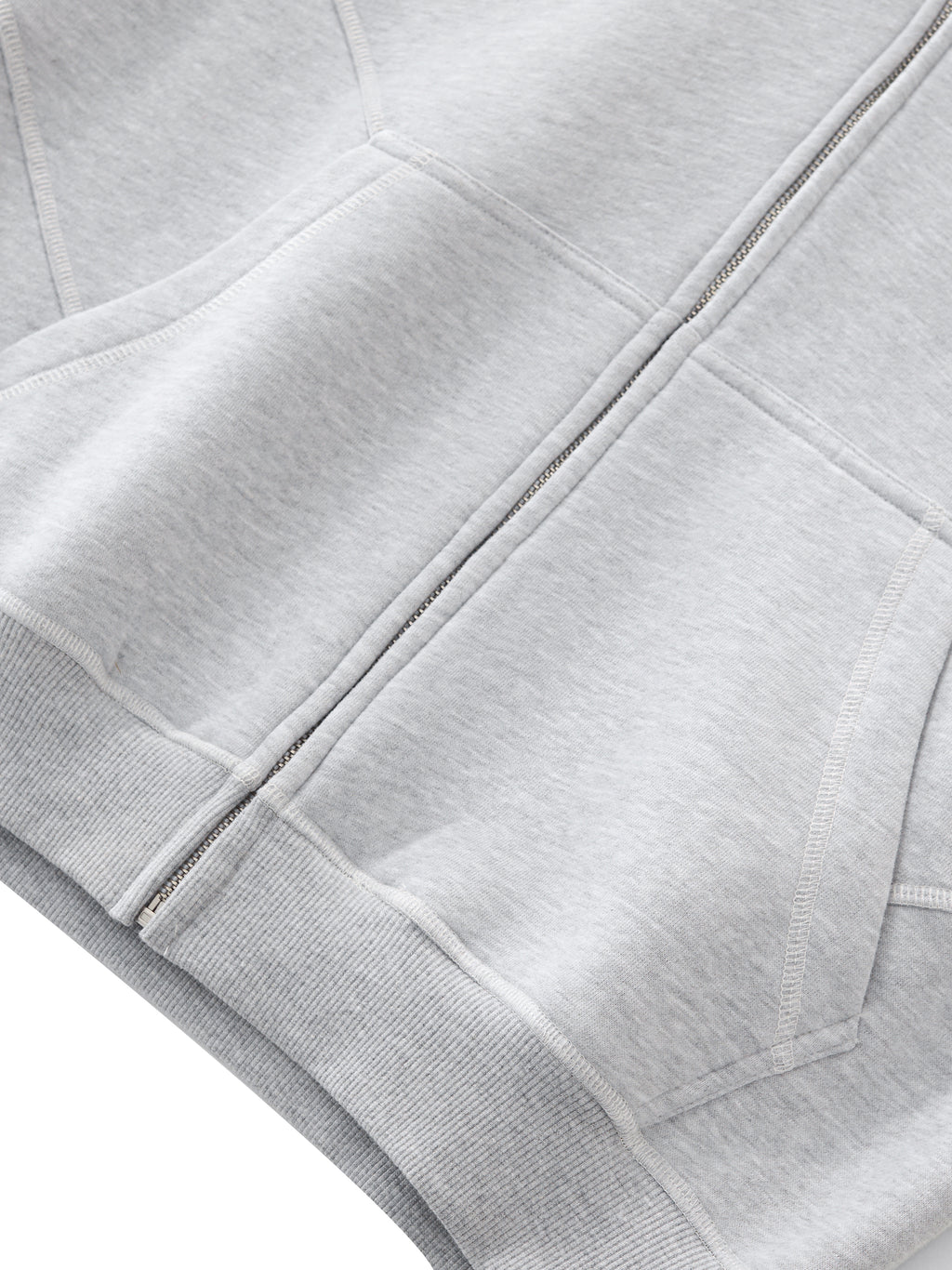VISION BOARD Contrast-Stitched Boxy Fleece Zip Hoodie