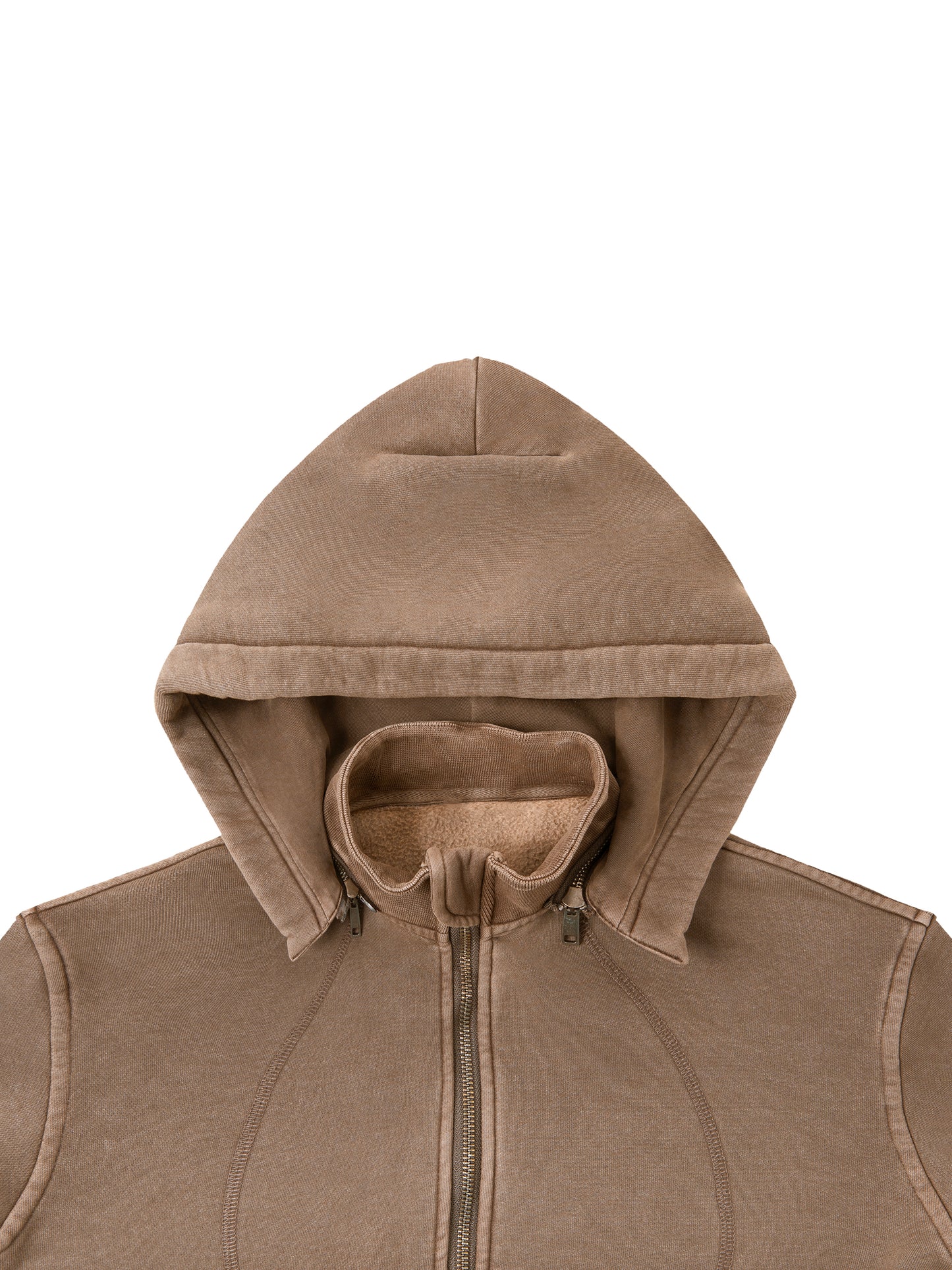 DIVINE EXPERIENCE Vintage Washed Cropped Fleece ZIP Hoodie