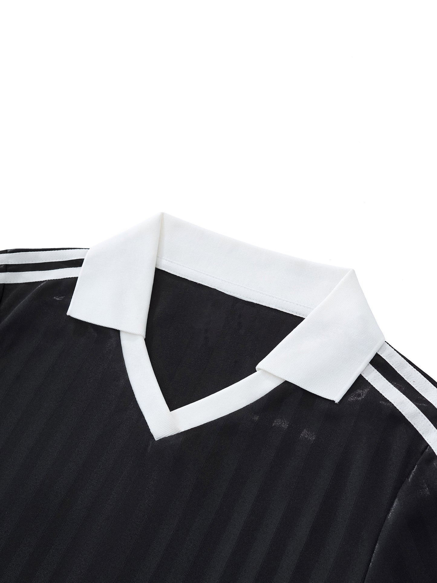 PROFESSIONAL POSER Contrast Collar Striped Cropped Jersey