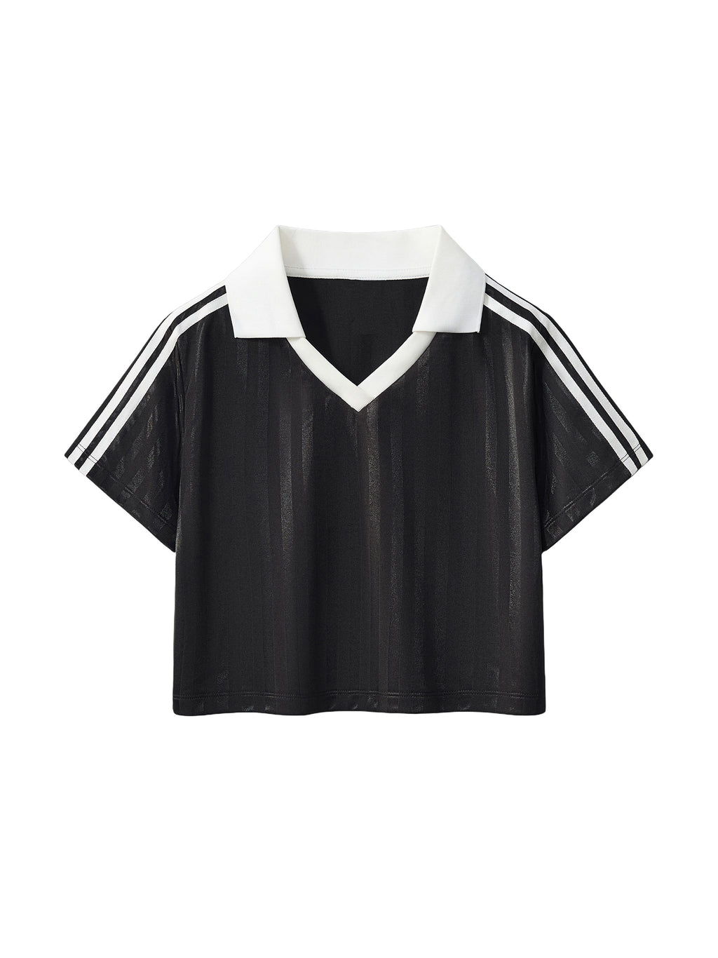 PROFESSIONAL POSER Contrast Collar Striped Cropped Jersey