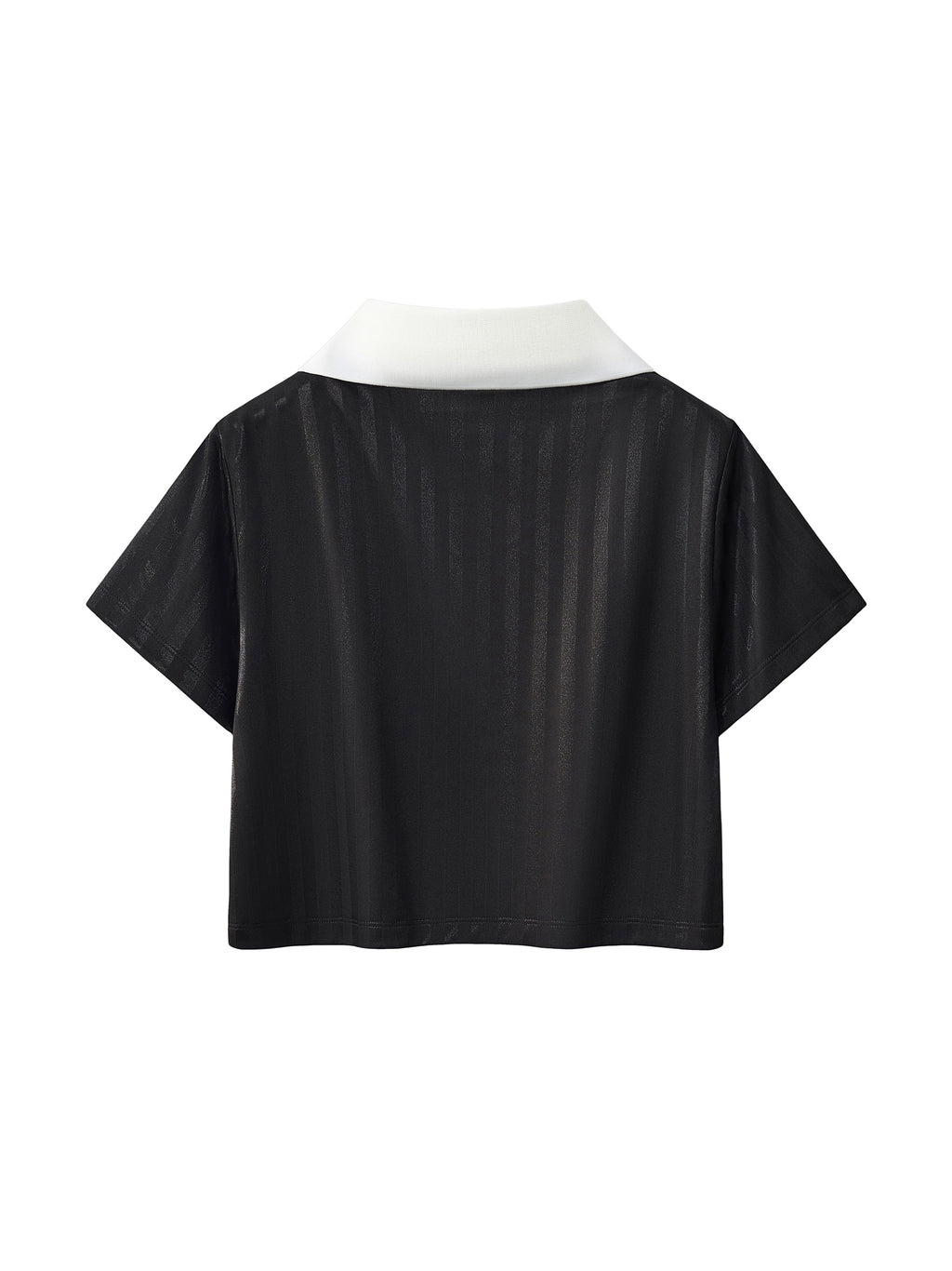 PROFESSIONAL POSER Contrast Collar Striped Cropped Jersey