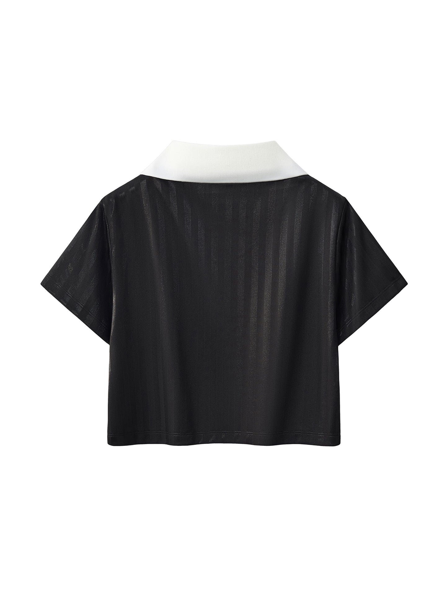 PROFESSIONAL POSER Contrast Collar Striped Cropped Jersey