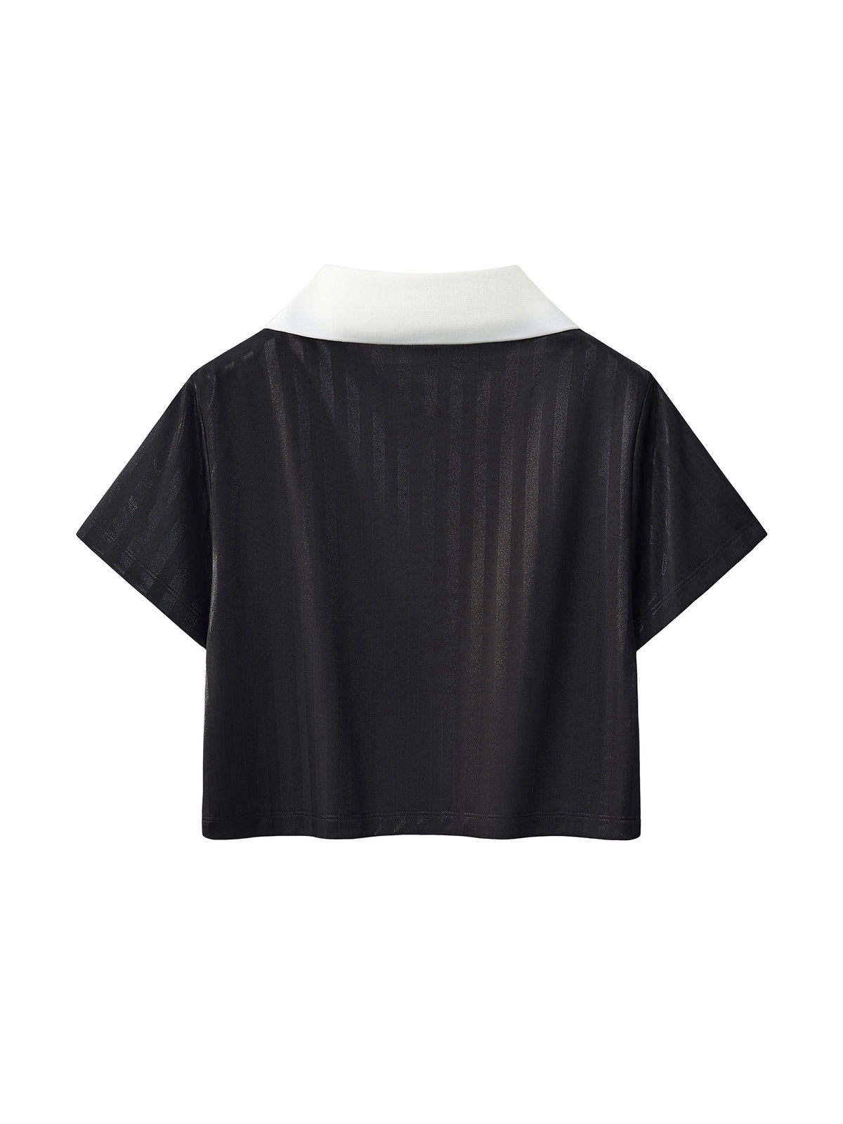 PROFESSIONAL POSER Contrast Collar Striped Cropped Jersey