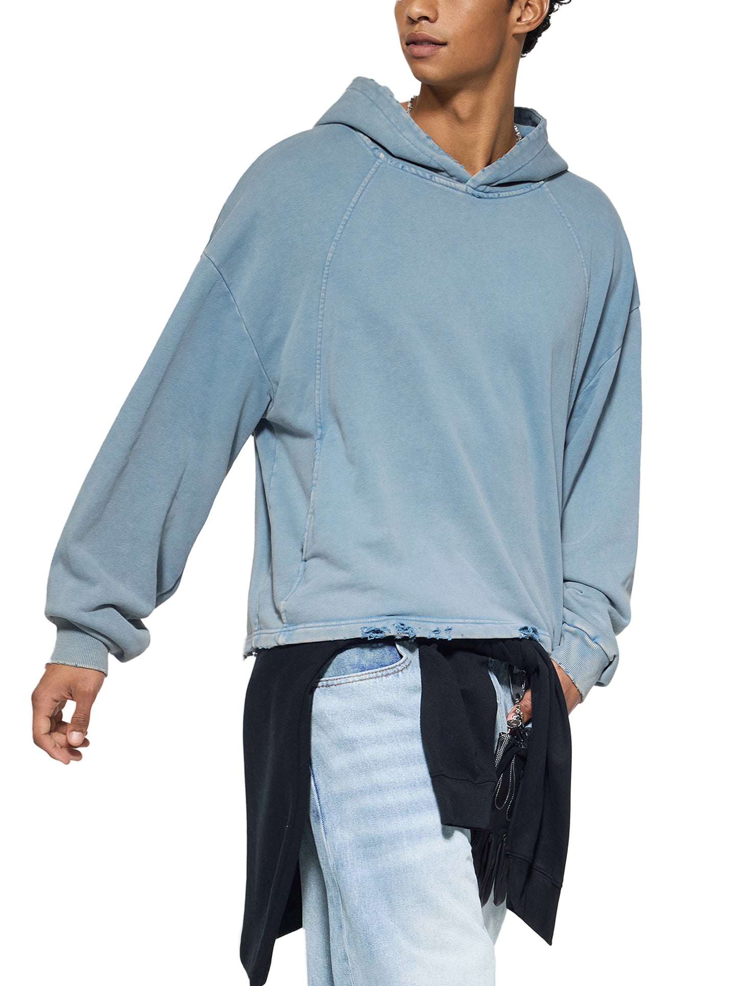 MATRIARCHAL MINDSET Vintage Washed Frayed-Hem Hoodie