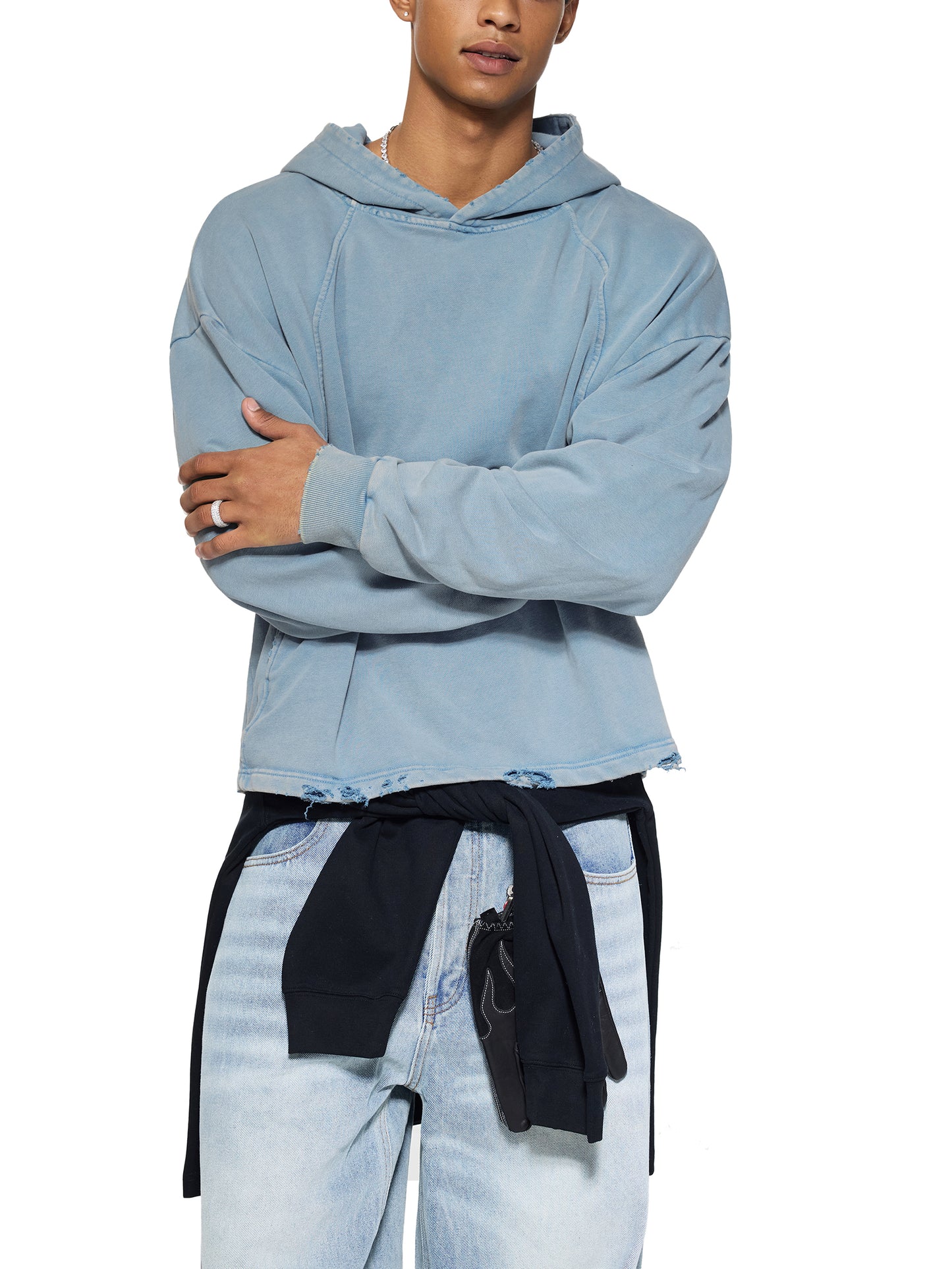 SUNSHINE Vintage Washed Frayed-Hem Hoodie
