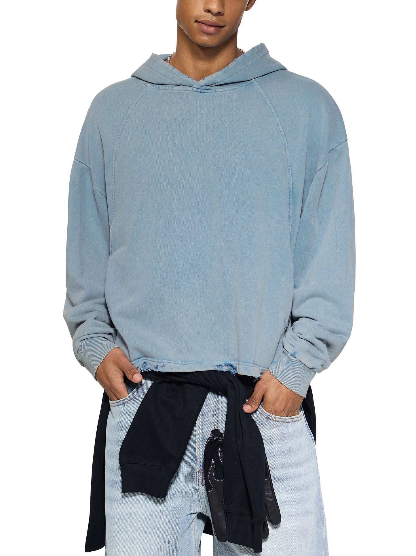 SUNSHINE Vintage Washed Frayed-Hem Hoodie
