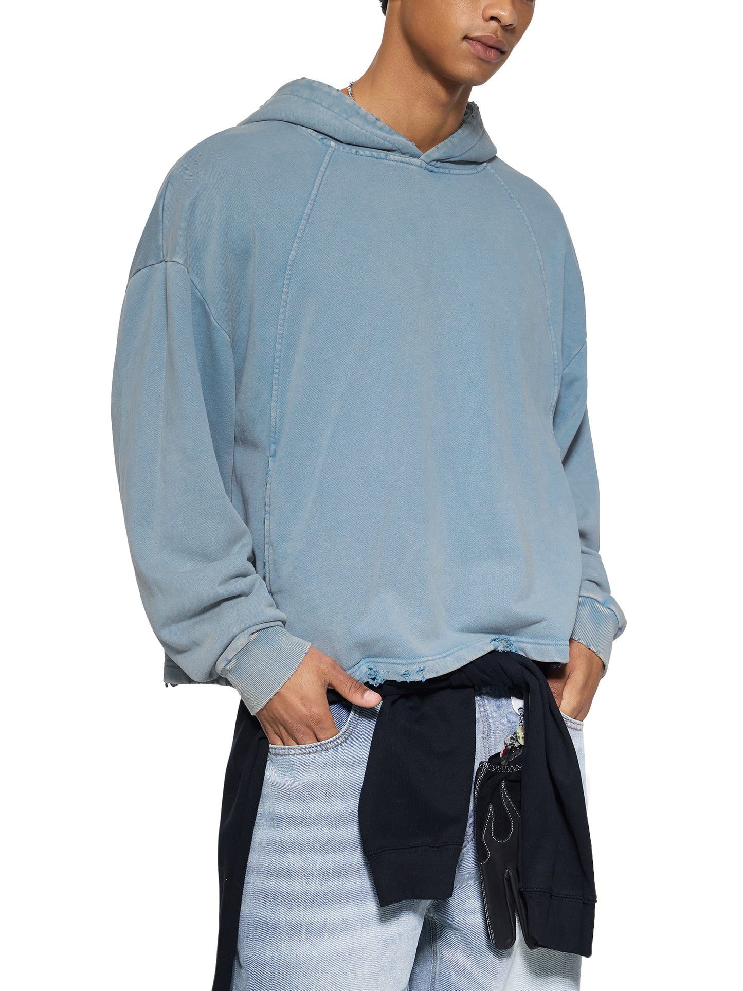 SUNSHINE Vintage Washed Frayed-Hem Hoodie