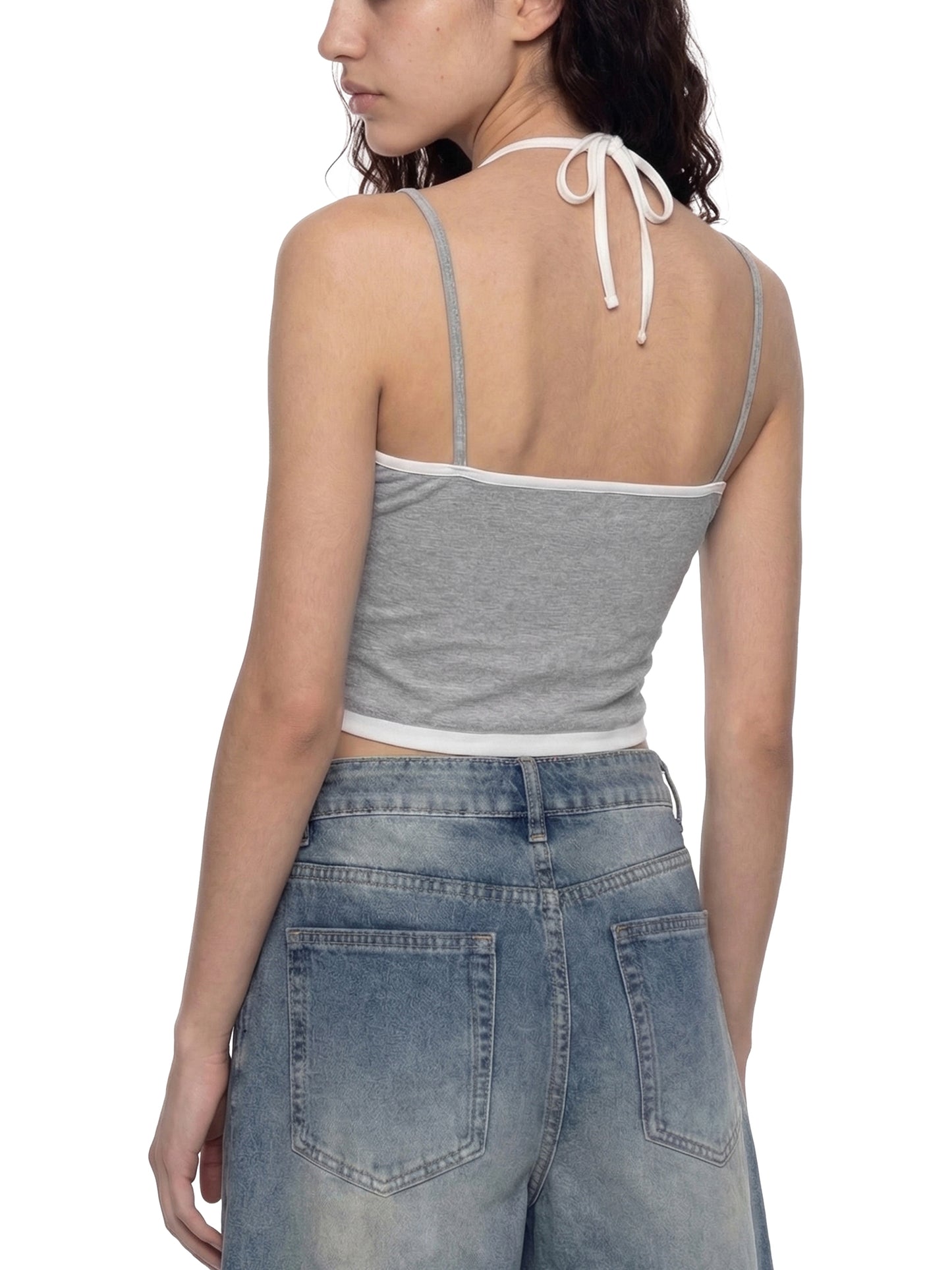 CAKE MIX Contrast Binding Halter Tank Top