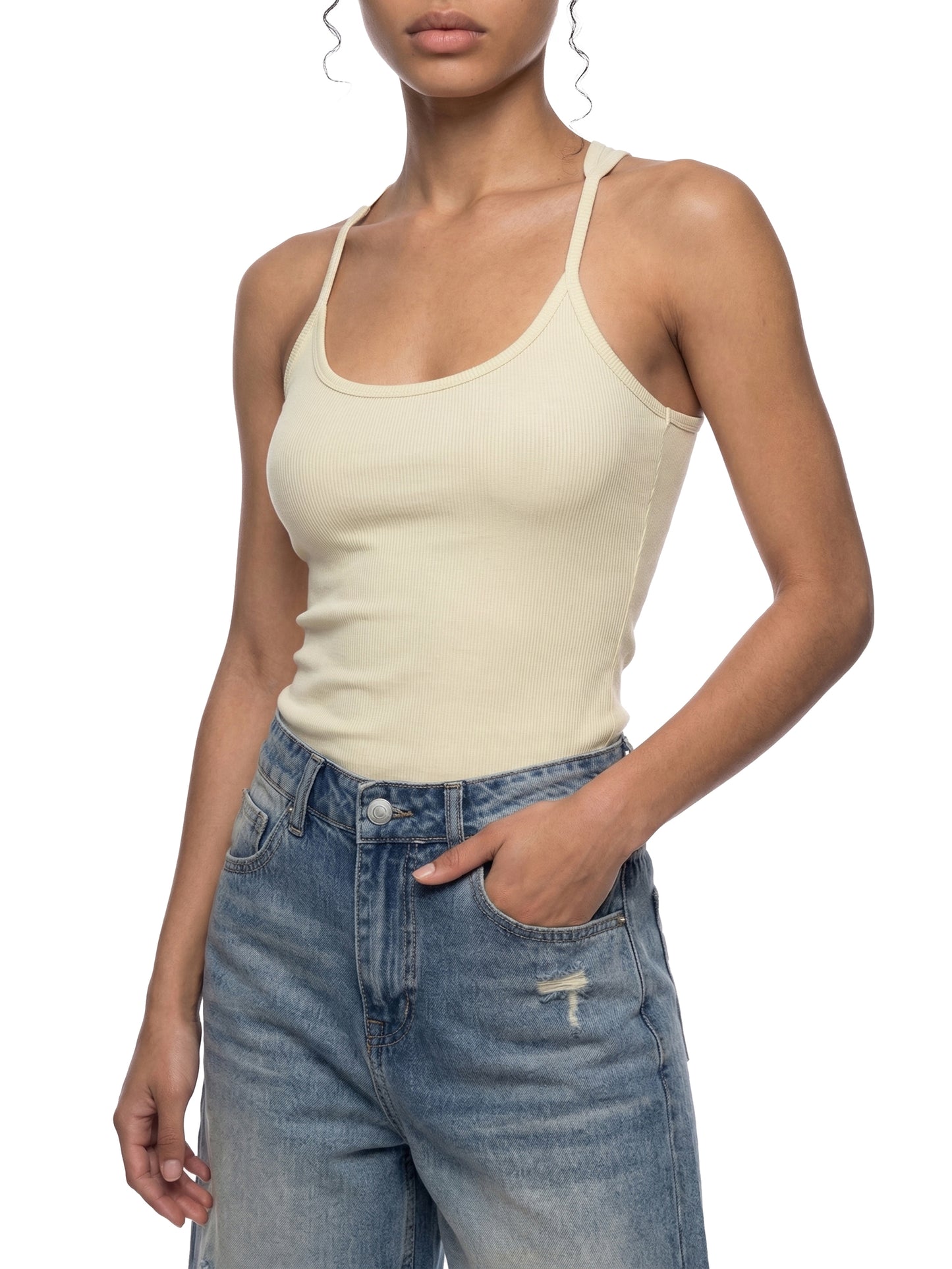 CAKE MIX Slim Fit Ribbed Racerback Tank Top